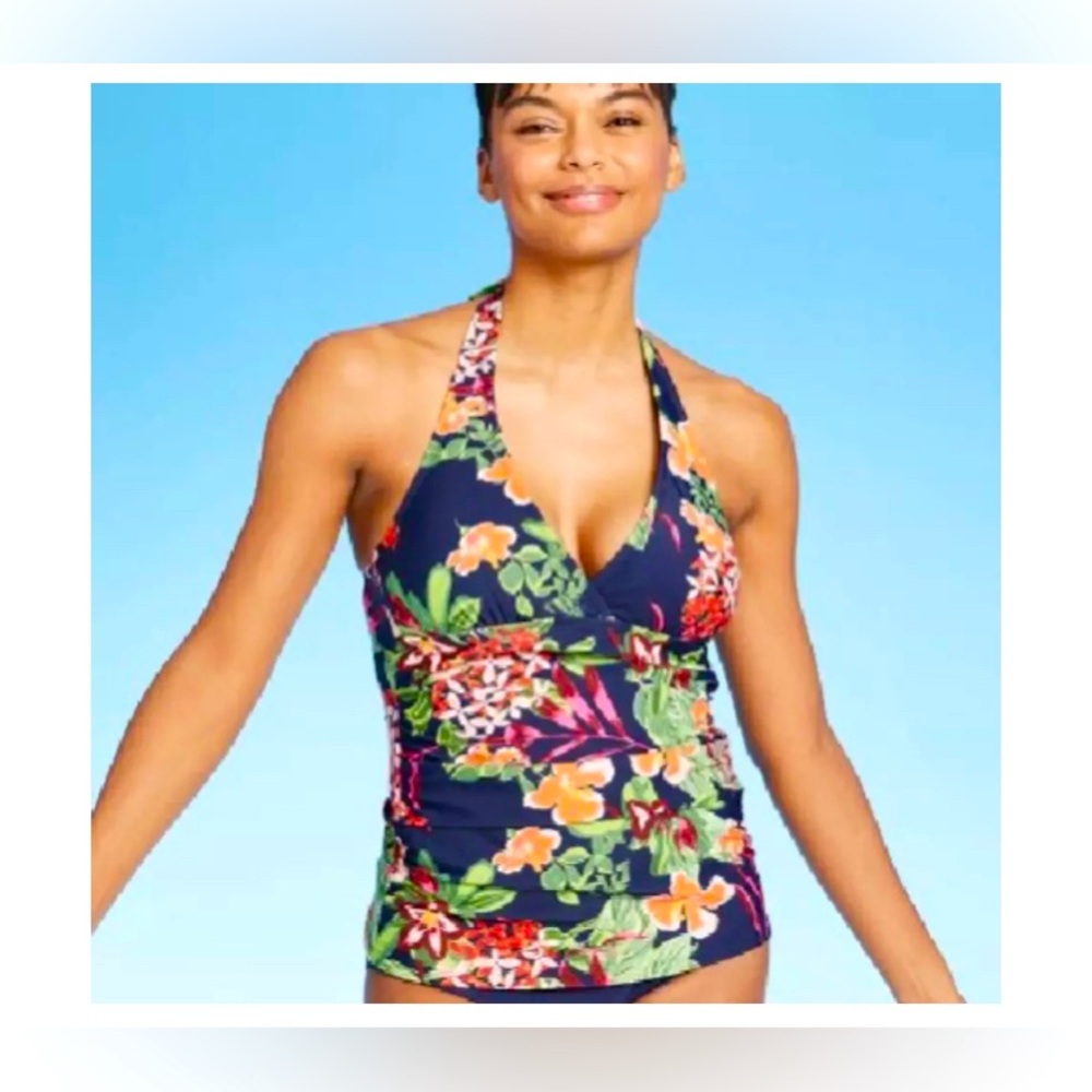 Kona Sol floral ruched sides , Med